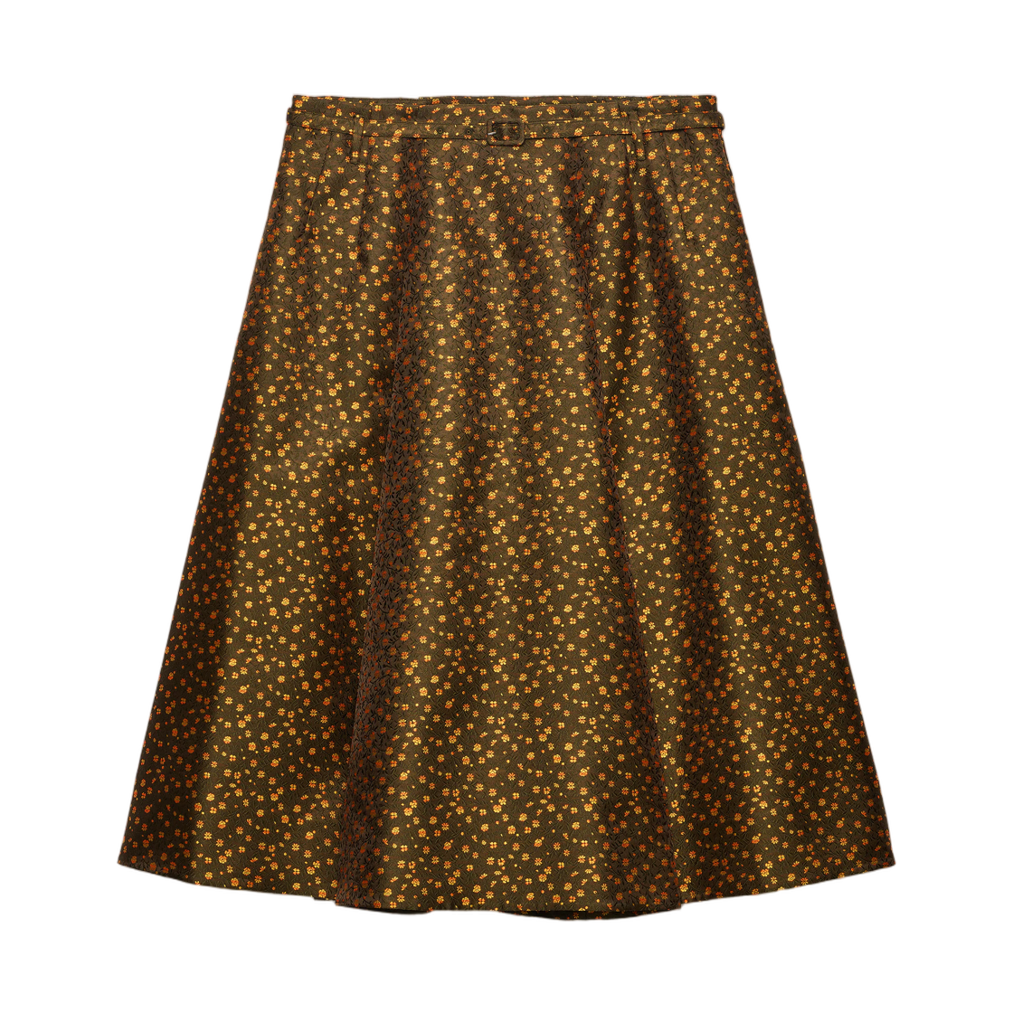P199IH-6258-F0161 (W) Prada Jacquard Duchesse Skirt Forest Green