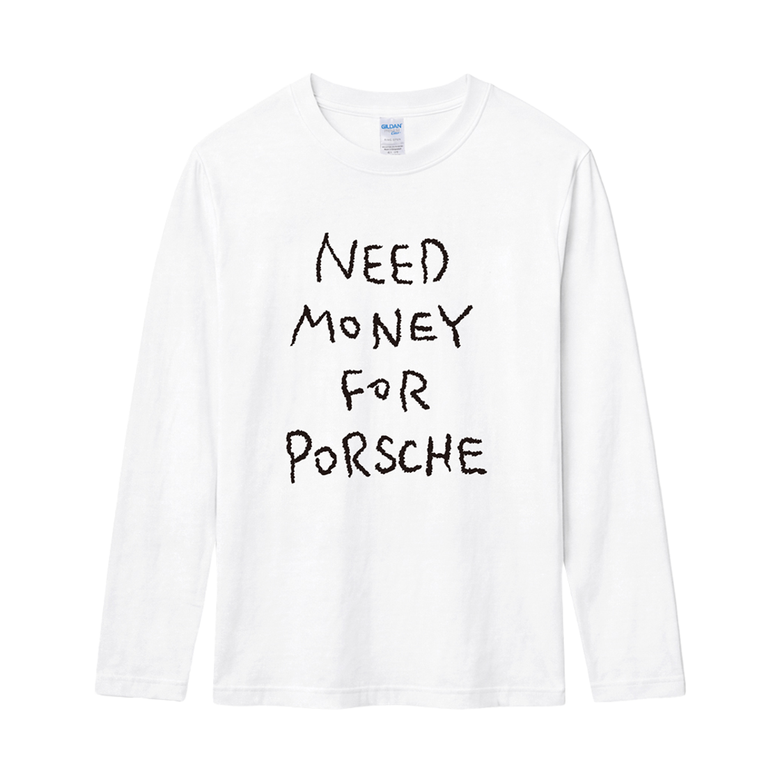 76400_White Gildan X Vintage Collection NEED MONEY FOR PORSHCE Long Sleeve T-Shirt White