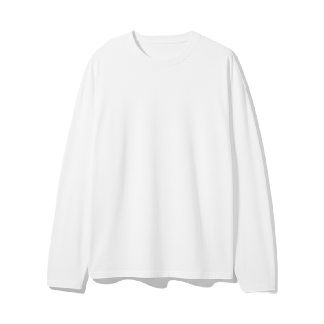지크립 에센셜 크루넥 루즈핏 긴팔 티셔츠 화이트(GCLIP Essential Crewneck Loose Fit Long Sleeve T-Shirt White)