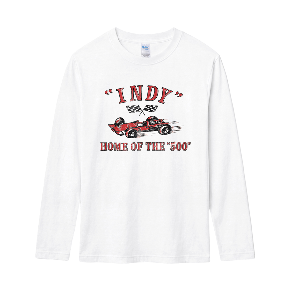 76400_White Gildan X Vintage Collection INDY Long Sleeve T-Shirt White