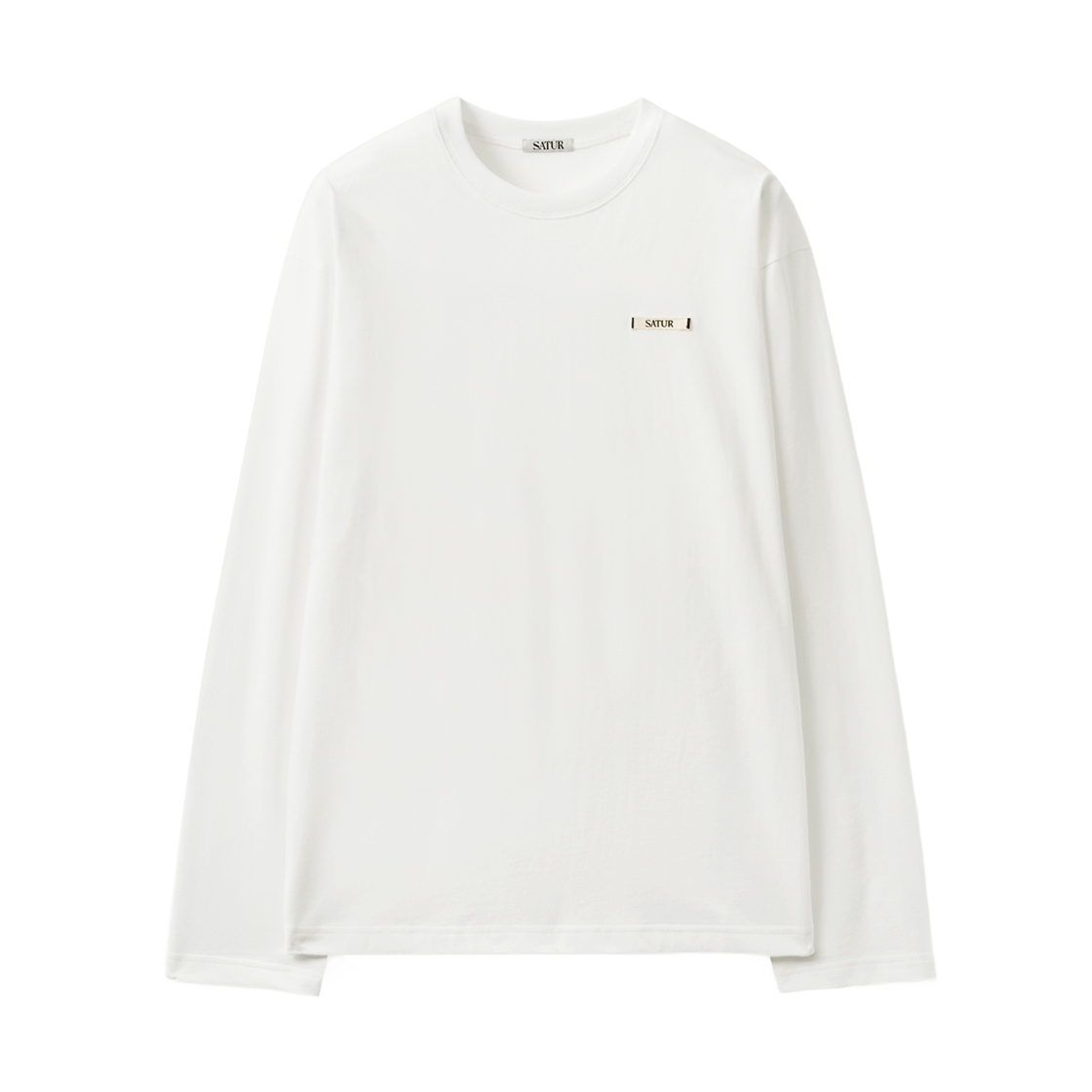 SA263ULS03WHT0 SATUR Supima Basic Crewneck Long Sleeve White