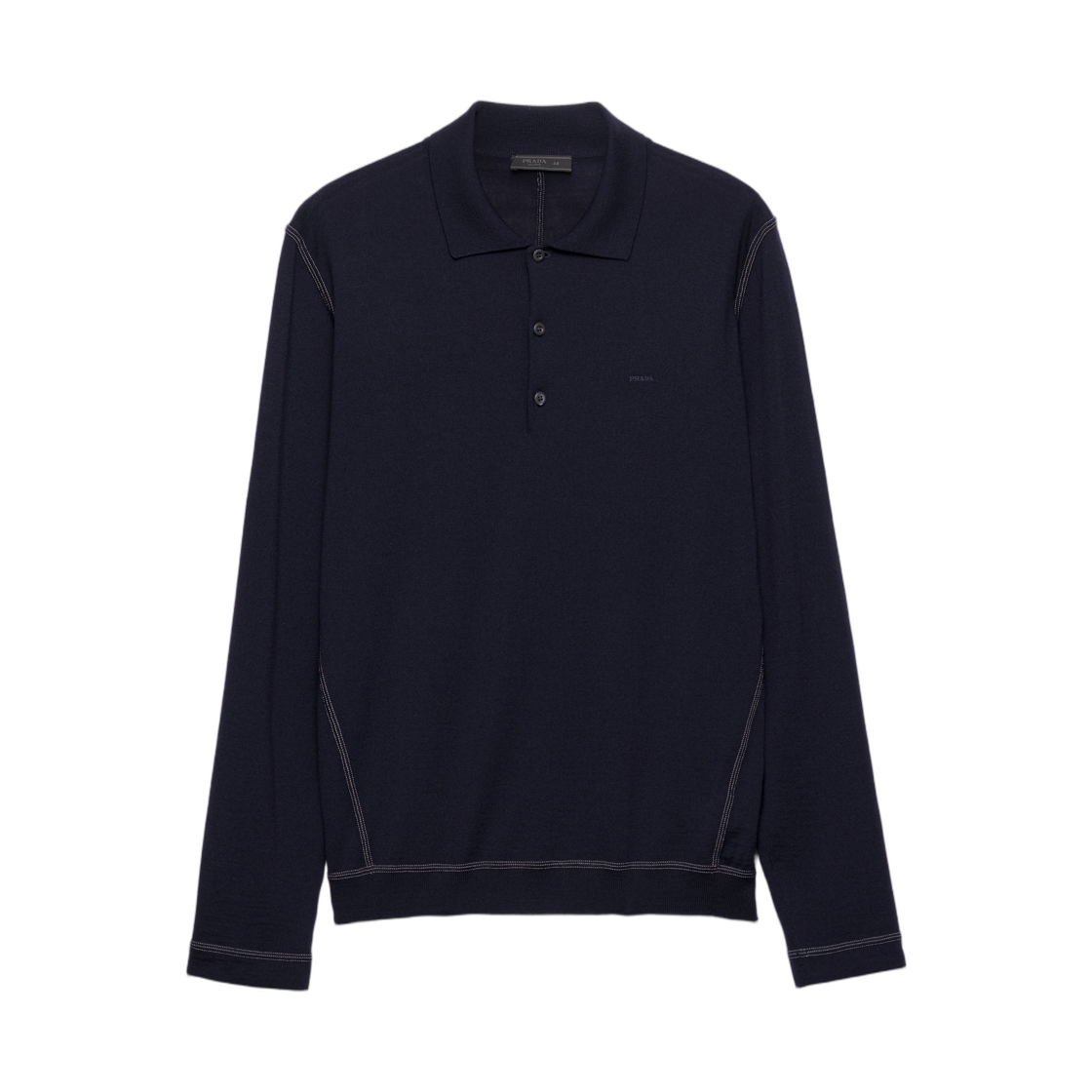 프라다 롱슬리브 울 폴로 스웨터 네이비(Prada Long-Sleeved Wool Polo Sweater Navy)