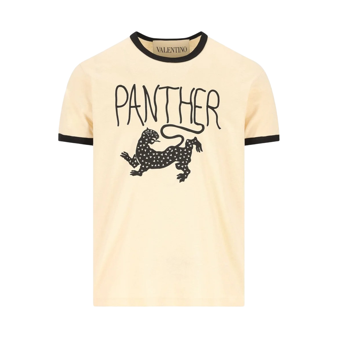 MG17DBC5QT3 Valentino Panther Print Cotton T-Shirt Butter Black