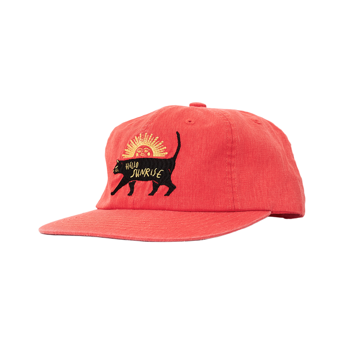 헬로선라이즈 워시드 빈티지 캣 로고 6패널 캡 스칼렛 오렌지(Hello Sunrise Washed VTG Cat Logo 6panel Cap Scarlet Orange) - 2