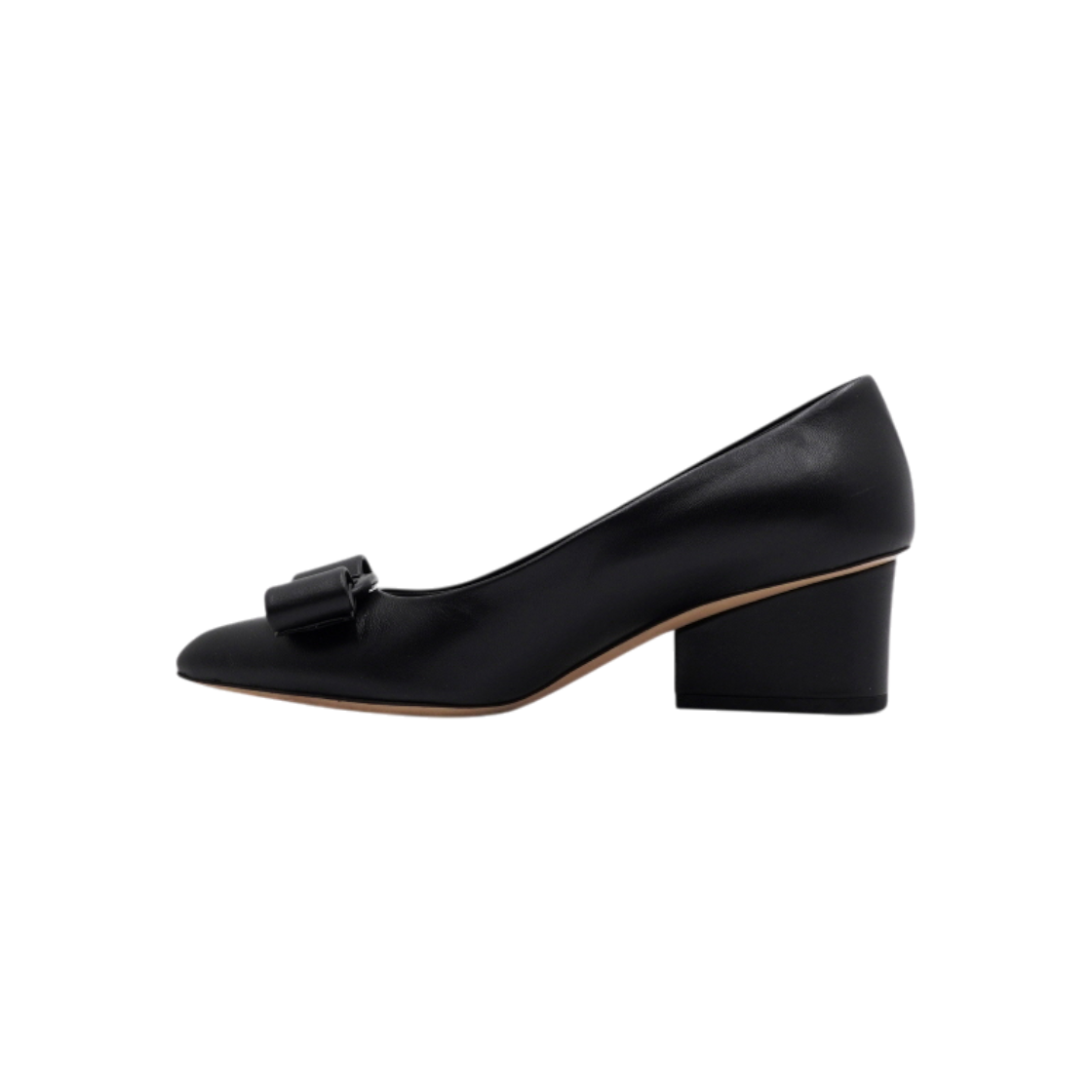 페라가모 0780770 블랙 VIVA 55 나파 미들 펌프스 여성 구두aa65946(Ferragamo Black VIVA 55 Nappa Mid Heel Pumps) - 1