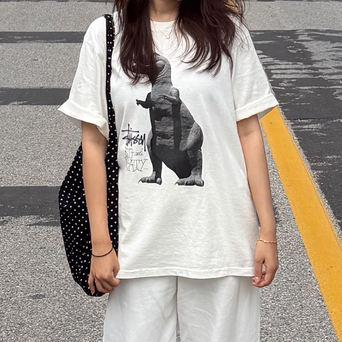 Stussy Big & Meaty Pigment Dyed T-Shirt Natural 착용 스타일
