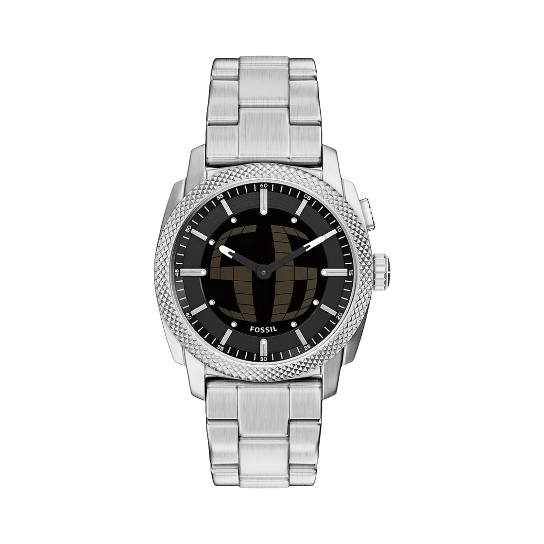 FS6155 Fossil Machine Big Tic Quartz 41mm Stainless Steel Black Silver
