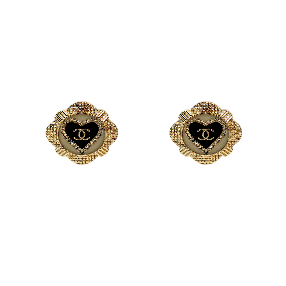 ITNH9PWT7ONU Chanel Heart CC Gold Earrings C-B63762