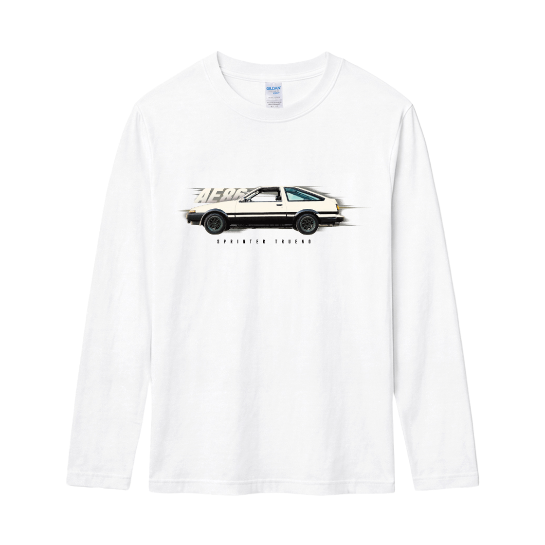 76400_White Gildan X Vintage Collection AE86 Long Sleeve T-Shirt White