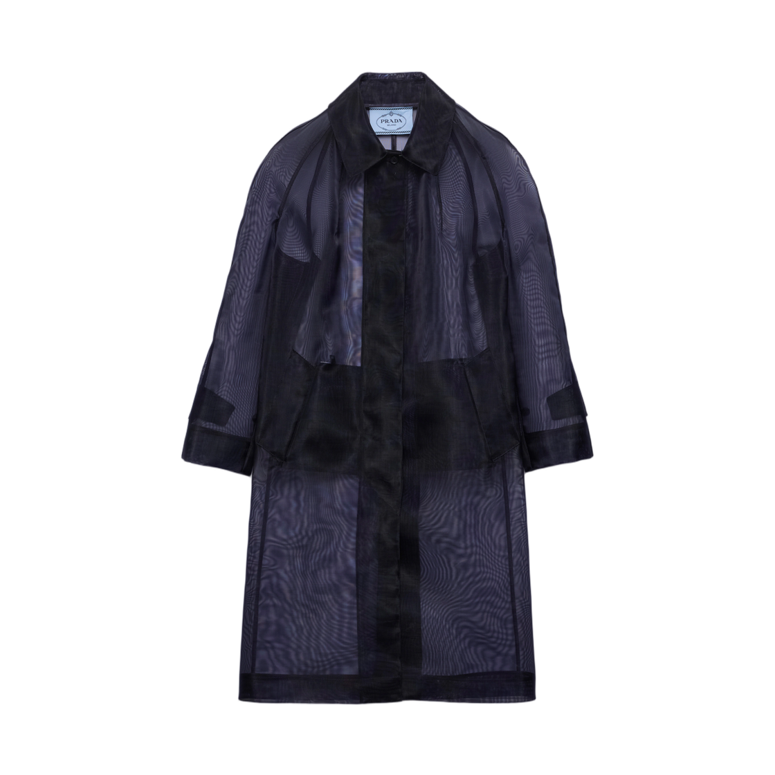 (W) 프라다 싱글 브레스티드 크리놀린 코트 네이비((W) Prada Single-Breasted Crinoline Coat Navy)