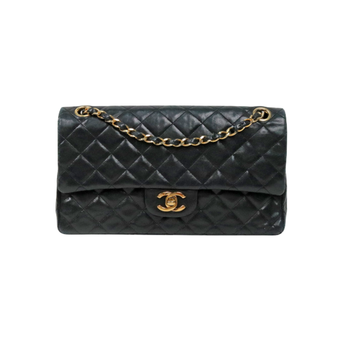 ITDLACJVKBKS Chanel Medium Black Lambskin Classic Shoulder Bag D-A63893