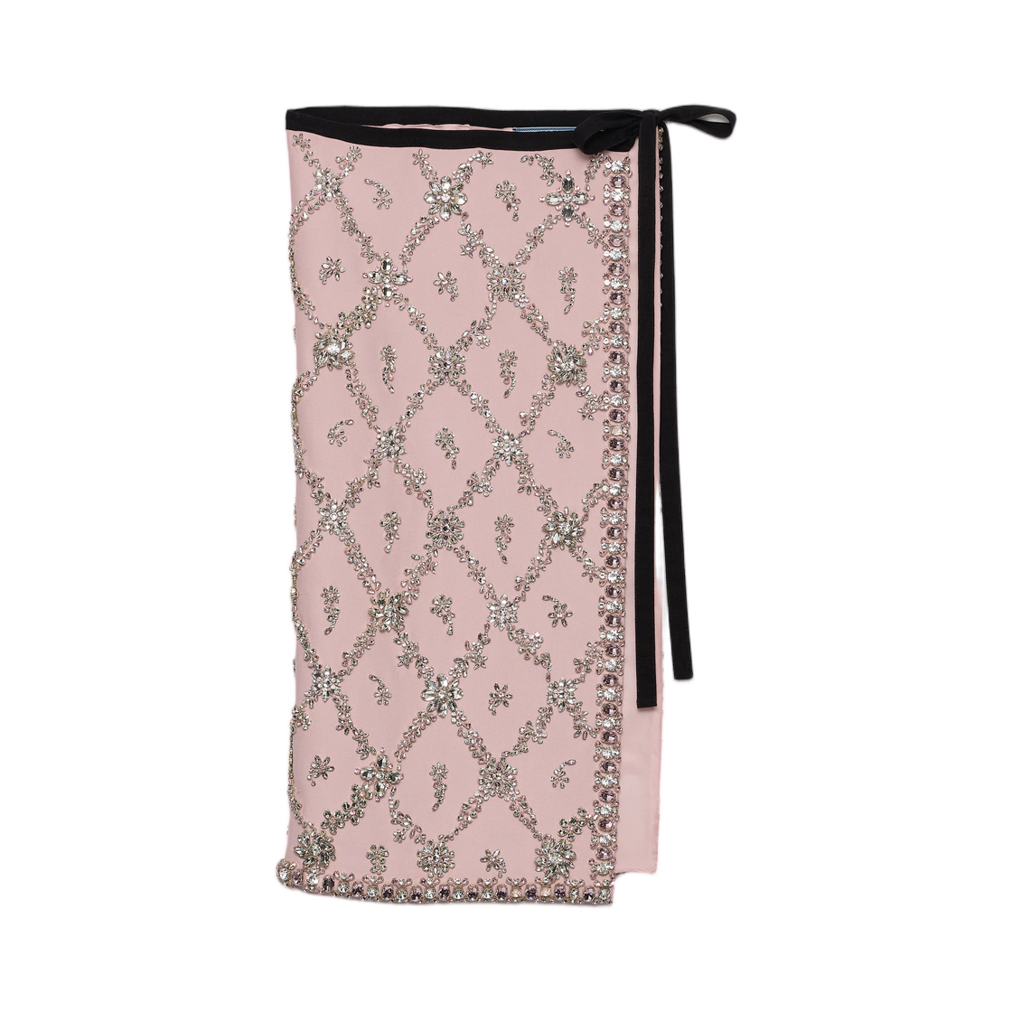 (W) 프라다 자수 캐디 에이프런 앨러배스터 핑크((W) Prada Embroidered Cady Apron Alabaster Pink) - 1