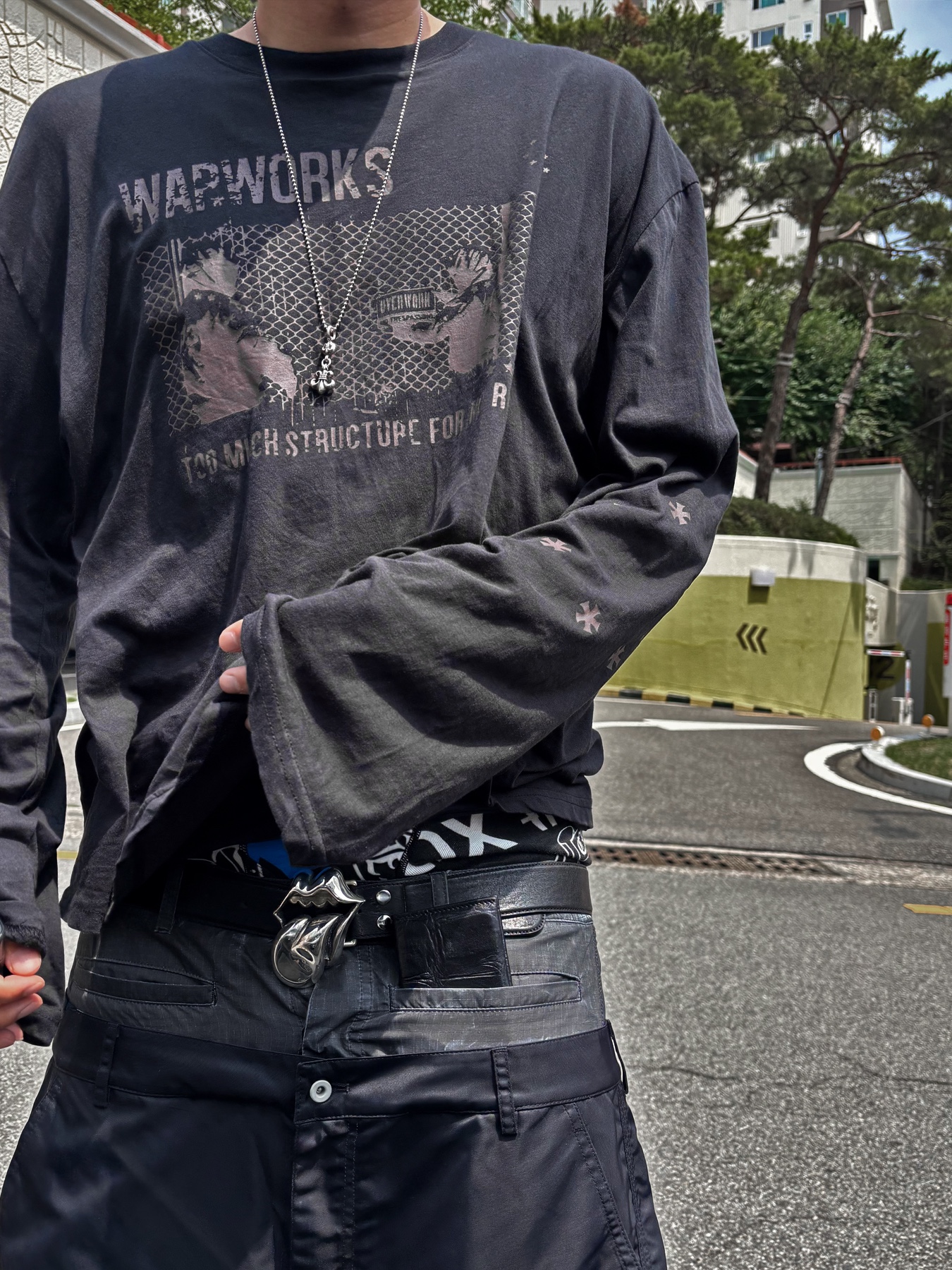 Wapworks Airflow Light Long Sleeve Black, Rick Owens Vintage Sneaks Black Milk 착용 스타일 - 1