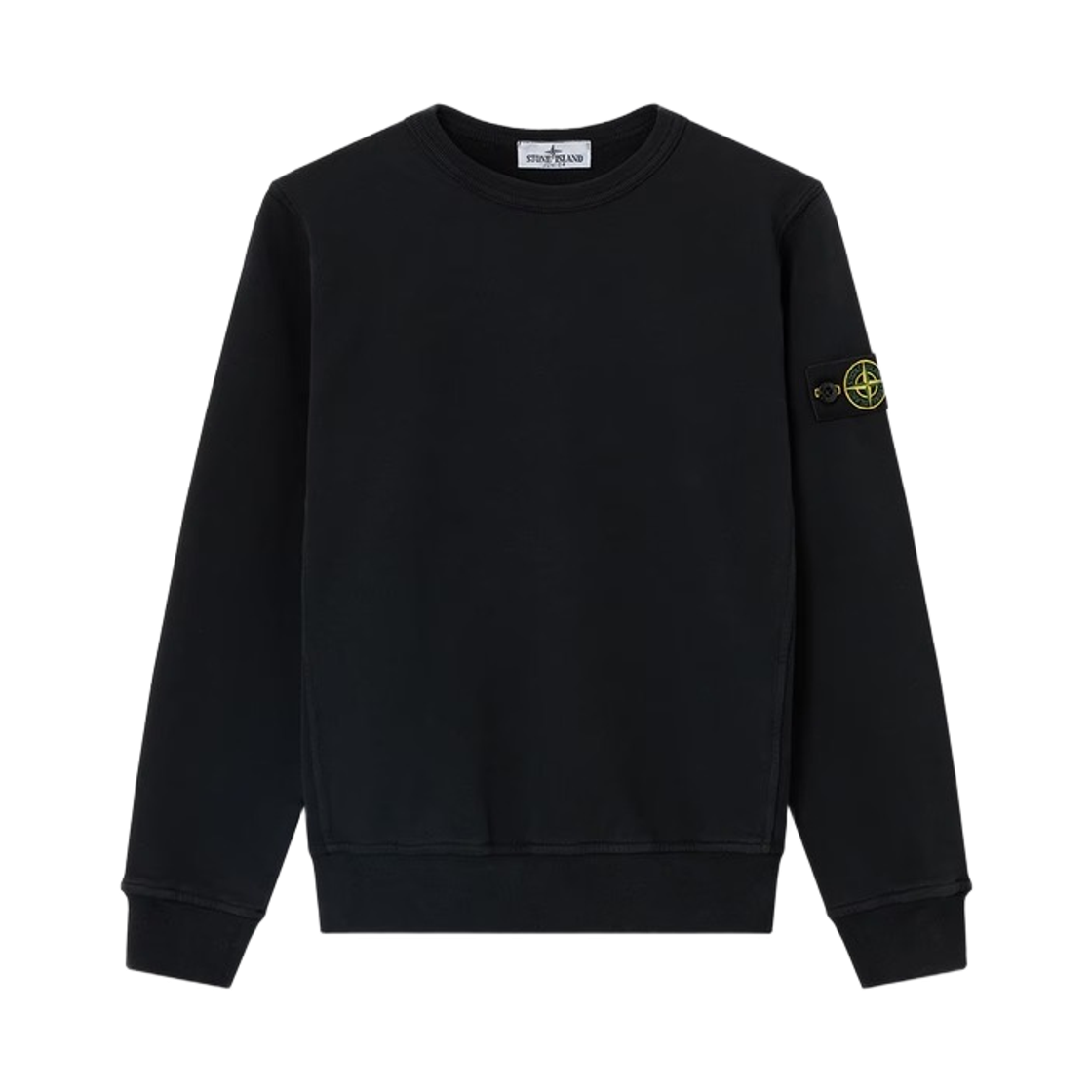 L2S1661000-01S0A20-V0029 (Kids) Stone Island 6100001 Brushed Organic Cotton Fleece Regular Fit Crewneck Sweatshirt with Ribbed Side Bands Black - 26FW