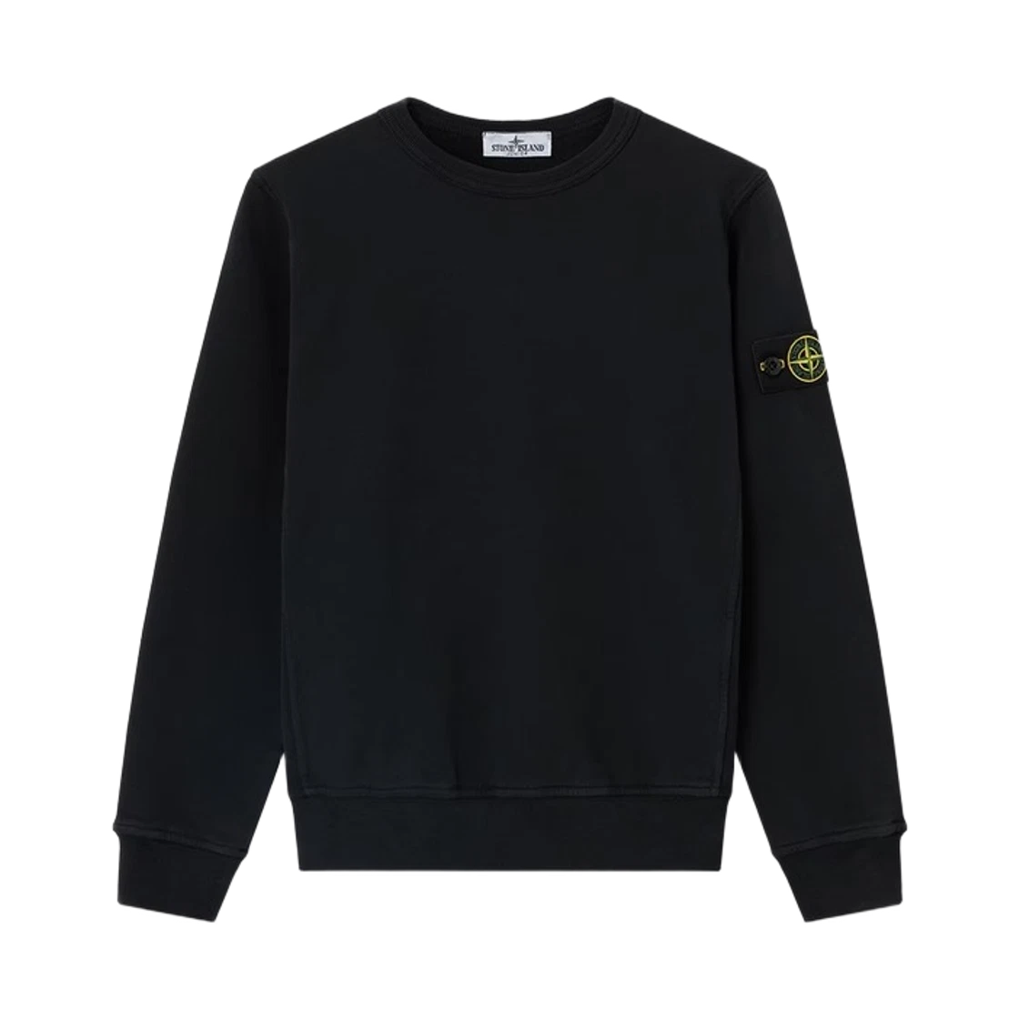 Stone Island (Kids) Stone Island 6100001 Brushed Organic Cotton Fleece Regular Fit Crewneck Sweatshirt with Ribbed Side Bands Black - 26FW · 12
