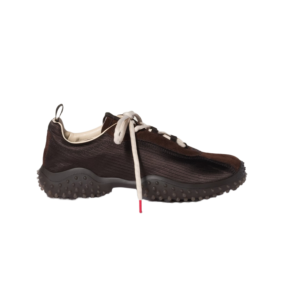 5E806E-3M0K-F0003 (W) Miu Miu Bubble Technical Fabric and Suede Sneakers Dark Brown