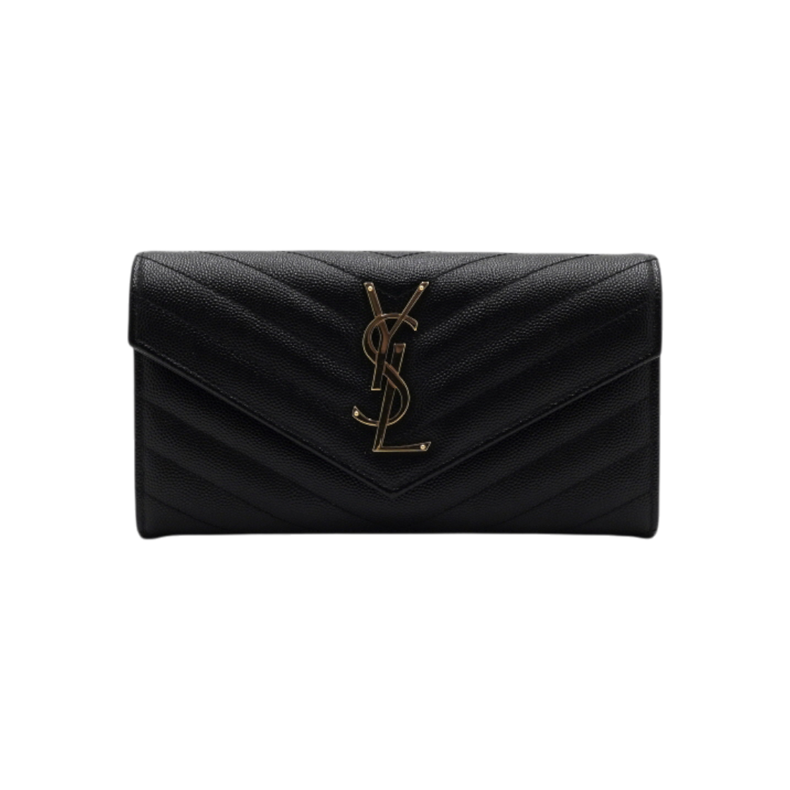 ITI5DMN98JM9 Saint Laurent Matelasse Grain Calfskin Caviar Monogram Flap Wallet
