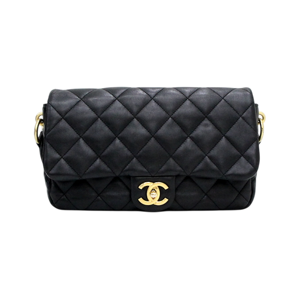 ITO4OQMJBN2C Chanel AS5345 Black Leather Gold CC Flap Shoulder Bag