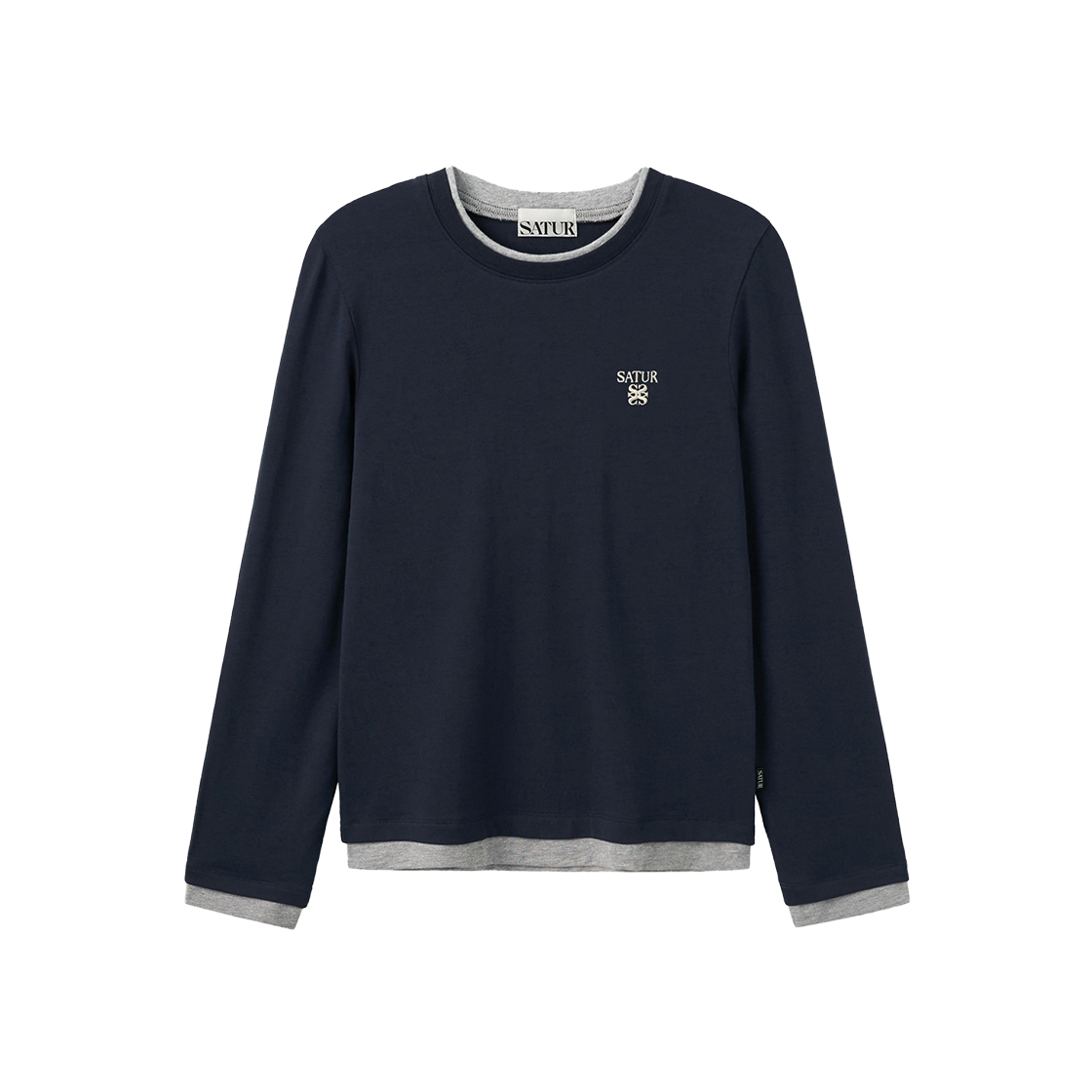 SA263WLS03NVY0 SATUR W Basic Layered Long Sleeve Navy