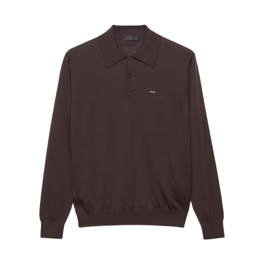 프라다 롱슬리브 슈퍼파인 울 폴로 스웨터 다크 브라운(Prada Long-Sleeved Superfine Wool Polo Sweater Dark Brown)