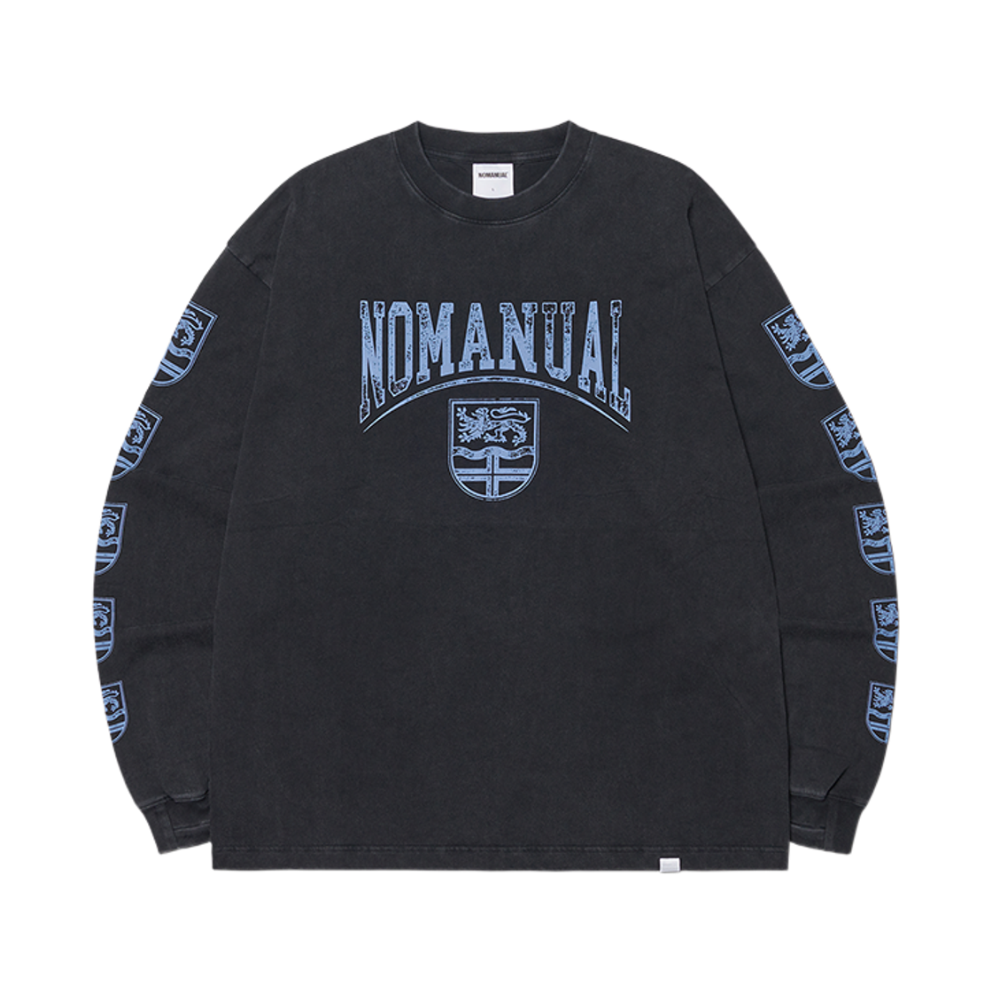 NMWF52LS14WBK NOMANUAL Emblem Long Sleeve Tee Washed Black