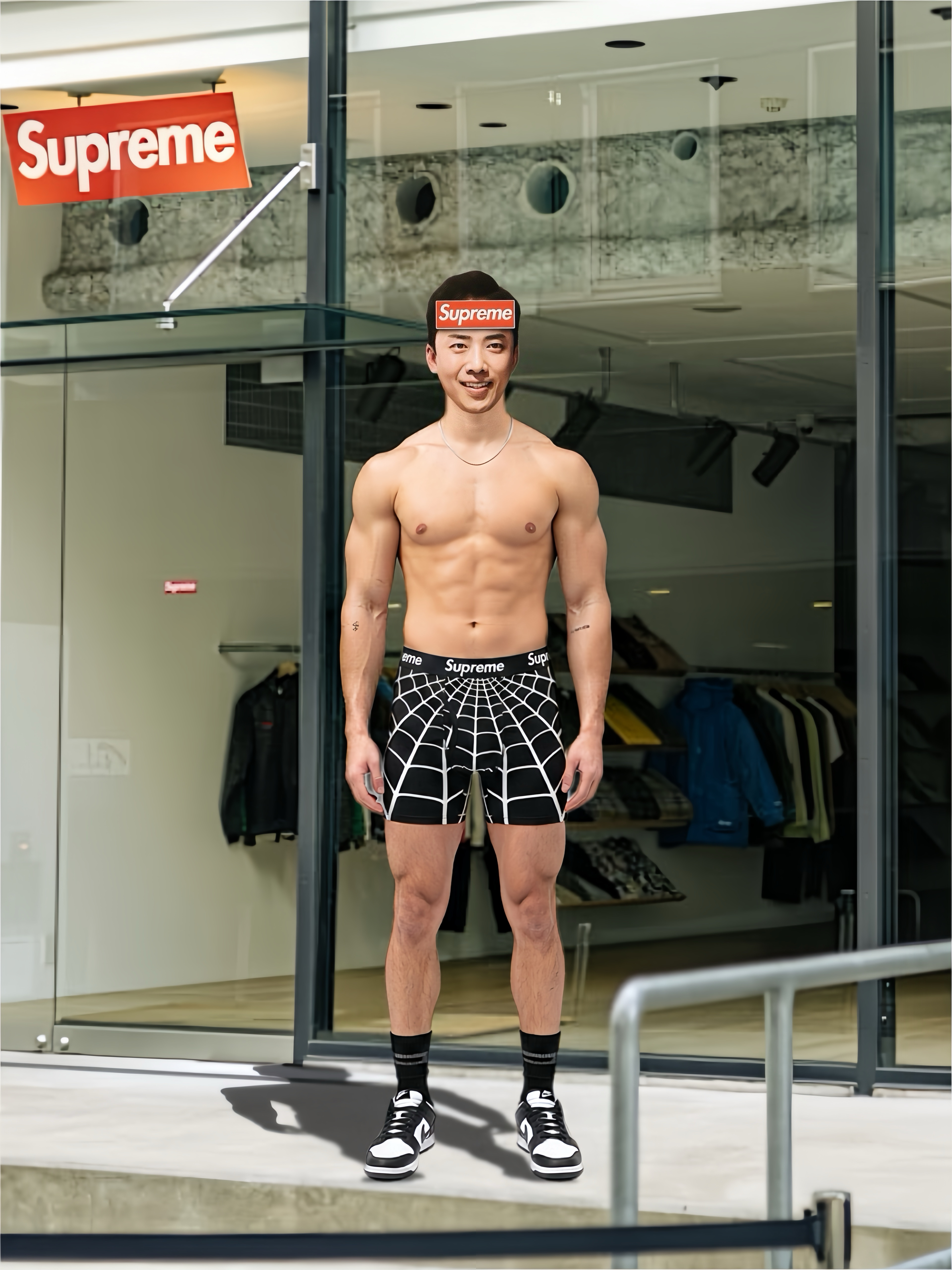 Supreme x Hanes Spider-Man Boxer Briefs Black (2 Pack) - 26SS, Nike Dunk Low Retro Black 착용 스타일 - 1