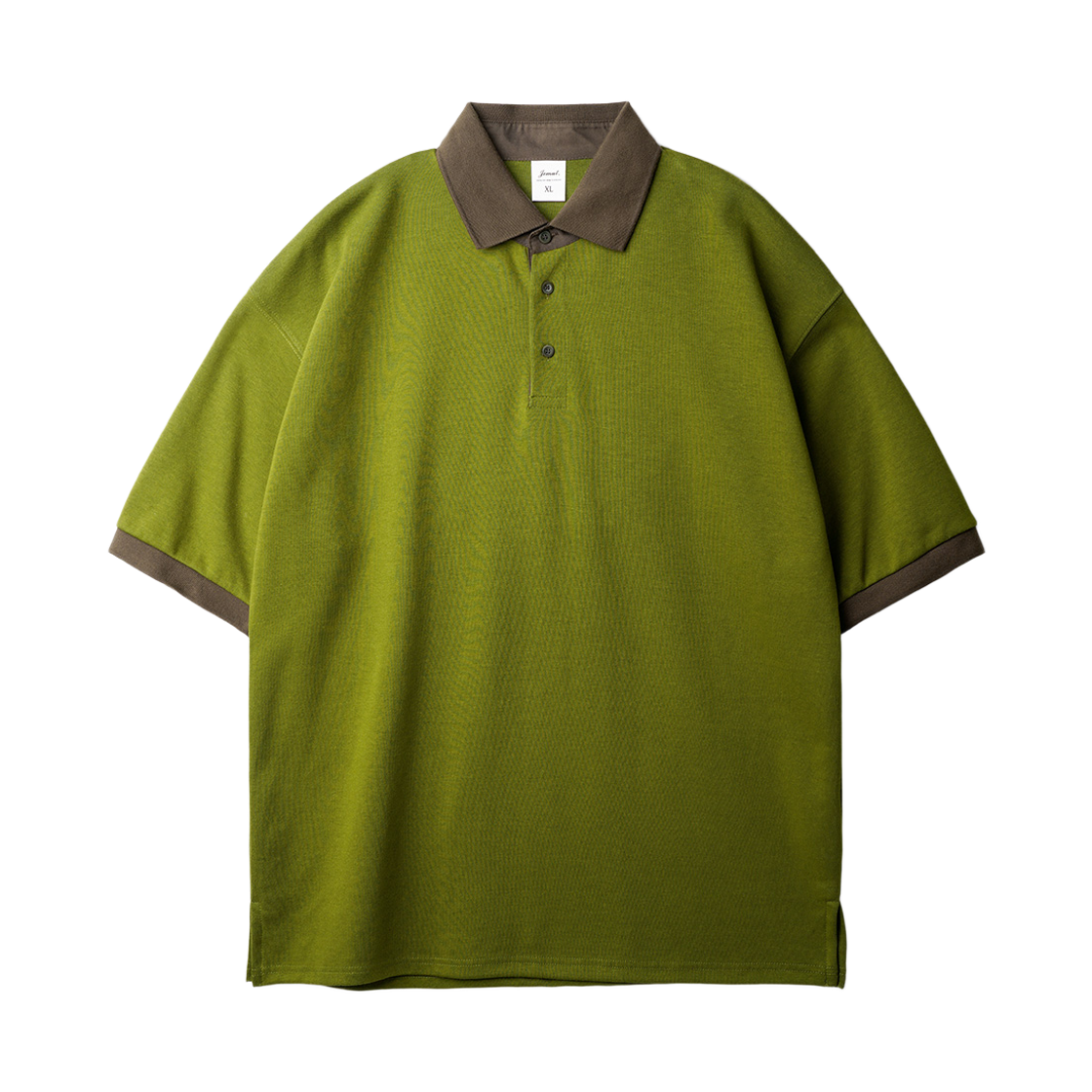 KJST2616_olive_29 JEMUT Chess Ringer Collar Short T-Shirt Olive KJST2616