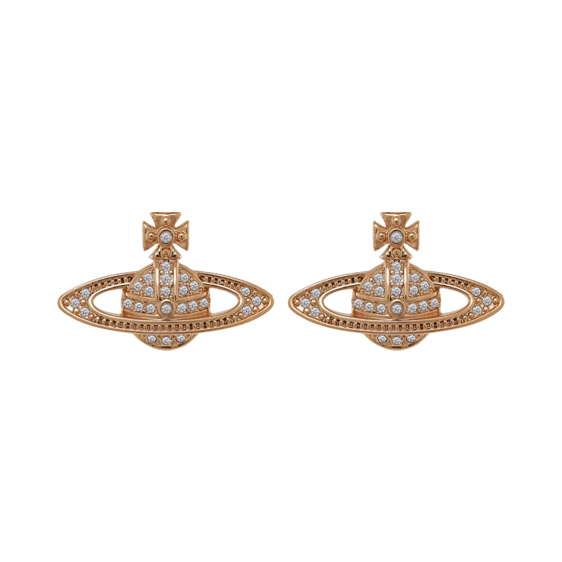 62020033-02G120 (W) Vivienne Westwood Mini Bas Relief Earrings Pink Gold