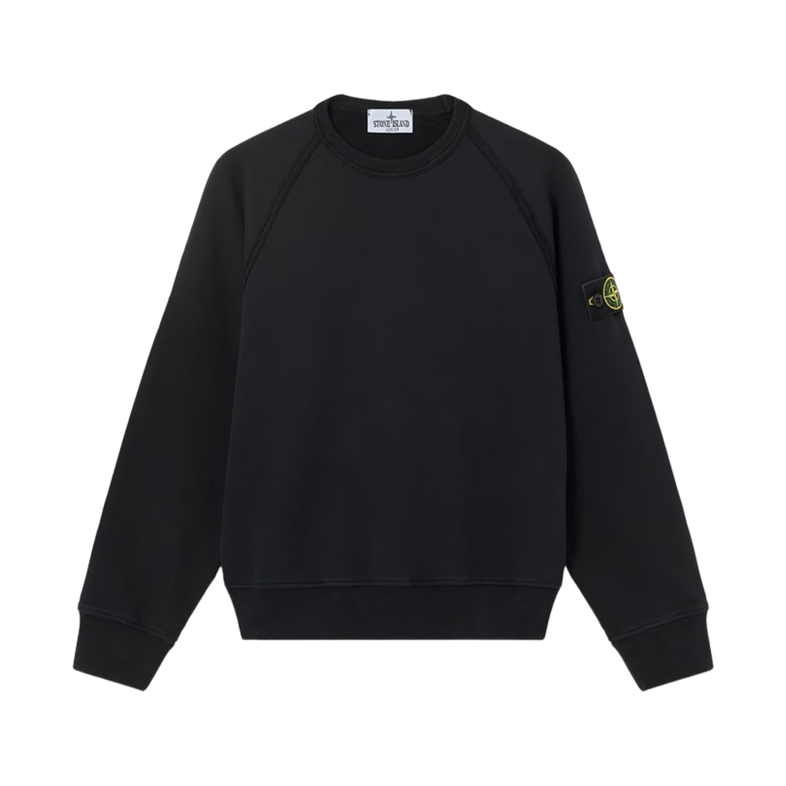 L2S1661000-07S0A20-V0029 (Kids) Stone Island 6100007 Brushed Organic Cotton Fleece Oversized Fit Crewneck Sweatshirt with Raglan Sleeves Black - 26FW