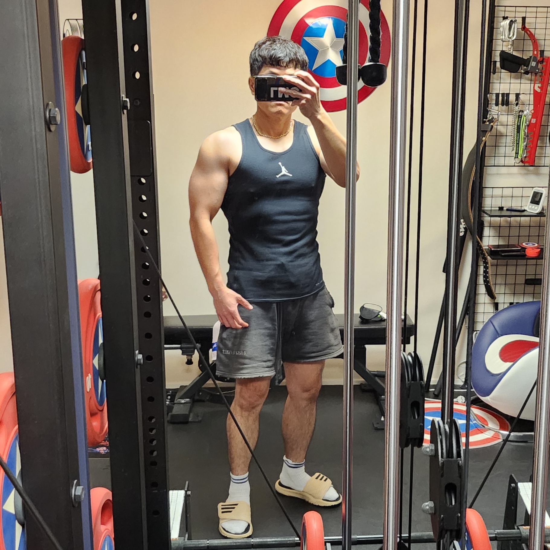 Jordan Dri-Fit Sport Sleeveless Top Black - Asia, Essentials Sweatshorts Black - 24SS 착용 스타일 - 1