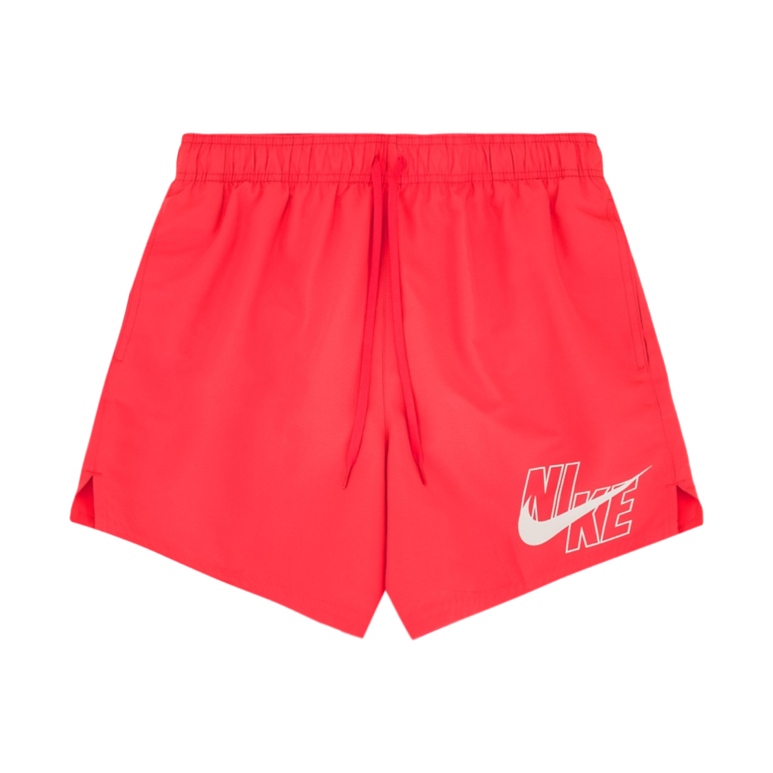 NESSA566-631 Nike Logo Solid 5 Inch Swim Shorts Red