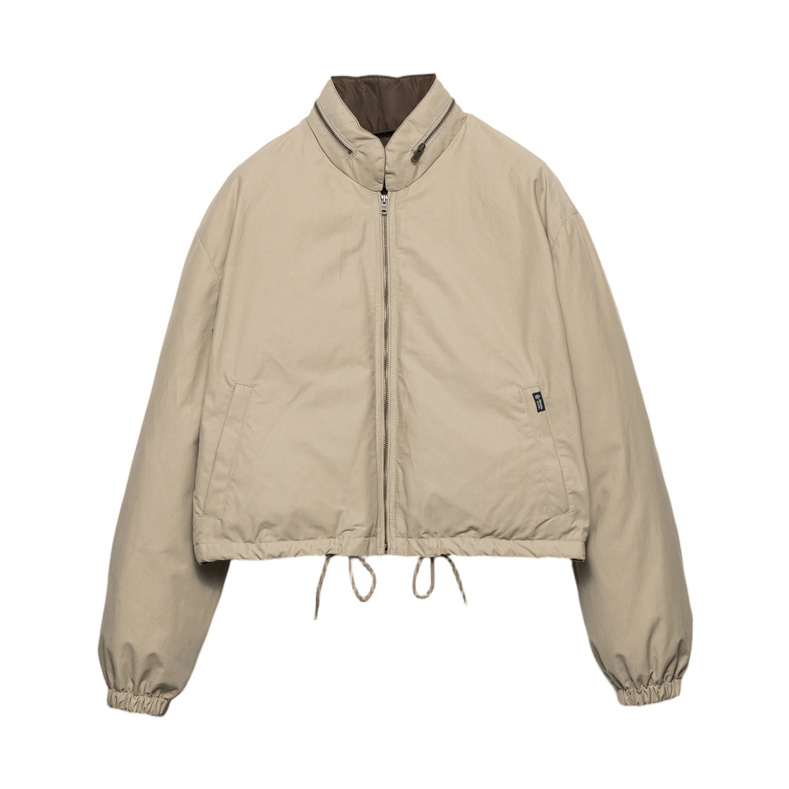 29C403-6012-F0044 (W) Prada Cropped Technical Poplin Down Jacket Beige