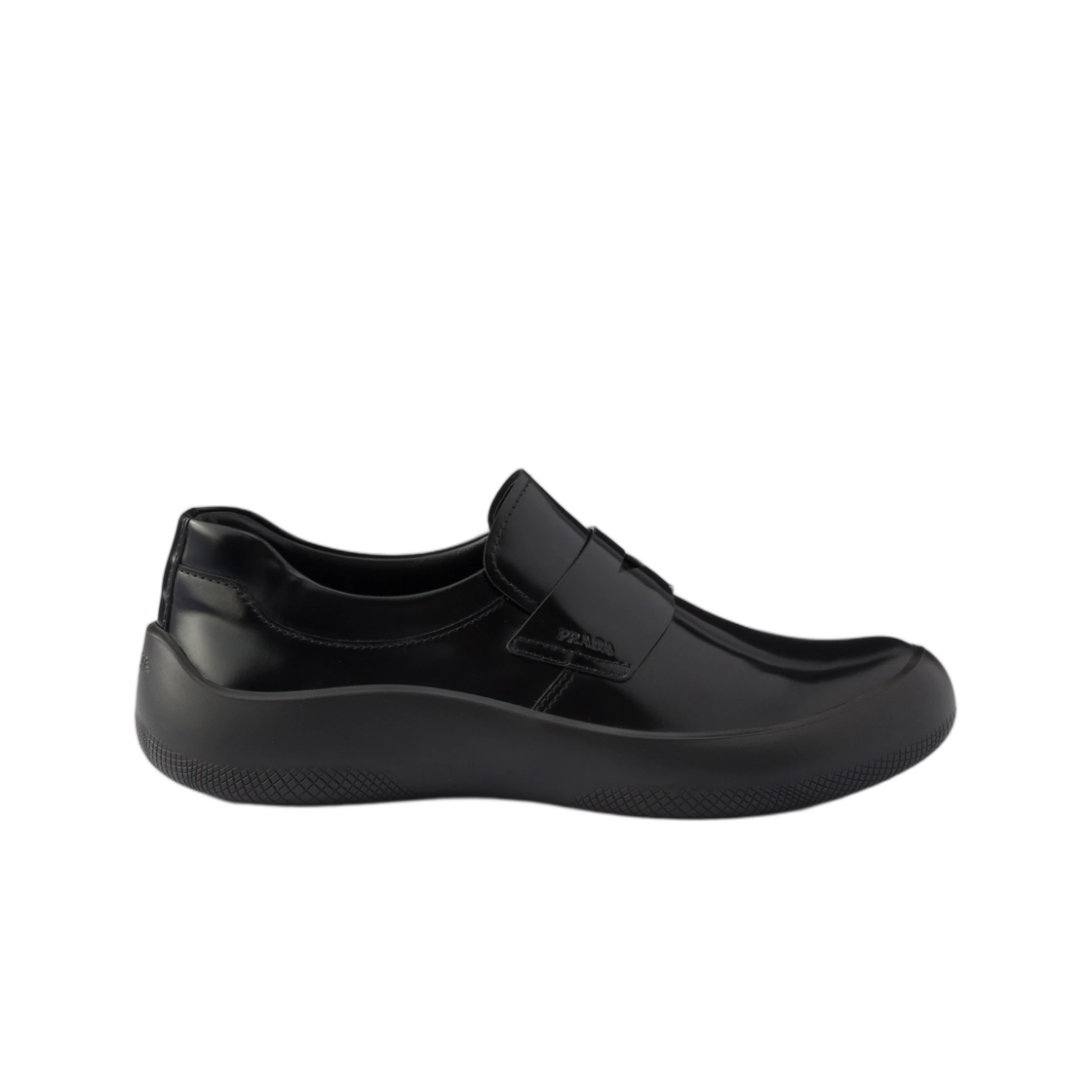 2DE164-055-F0002 Prada Brushed Leather Loafers Black
