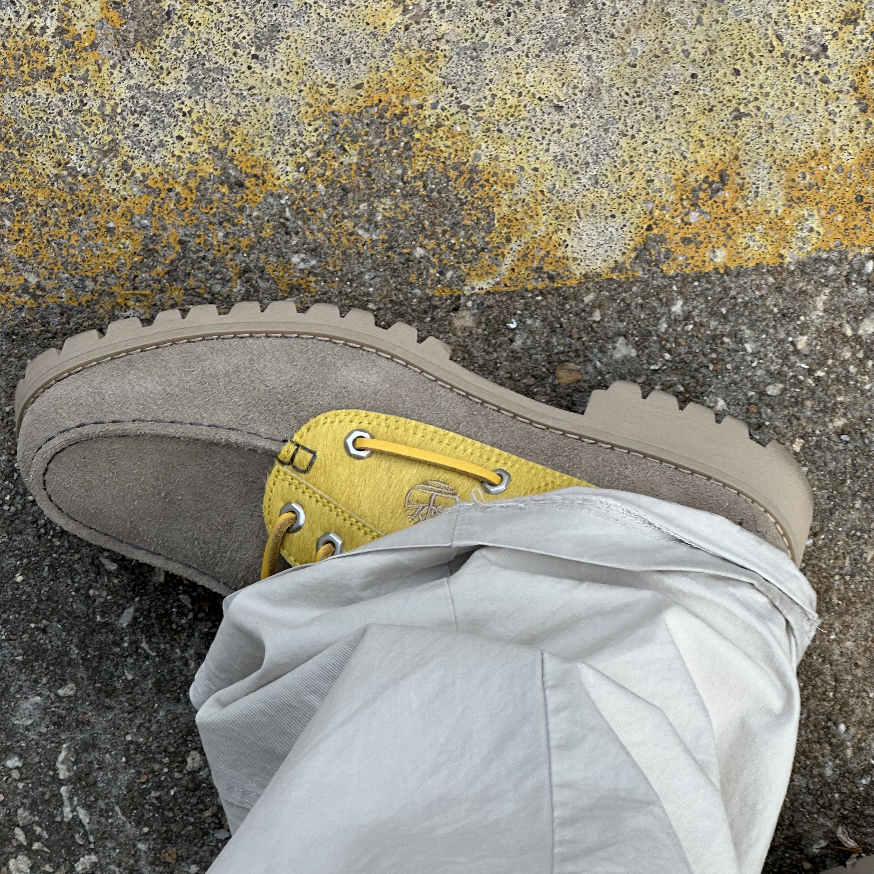 Timberland x Randomevent 3-Eye Boat Shoes Vibram Light Beige - Medium 착용 스타일 - 2