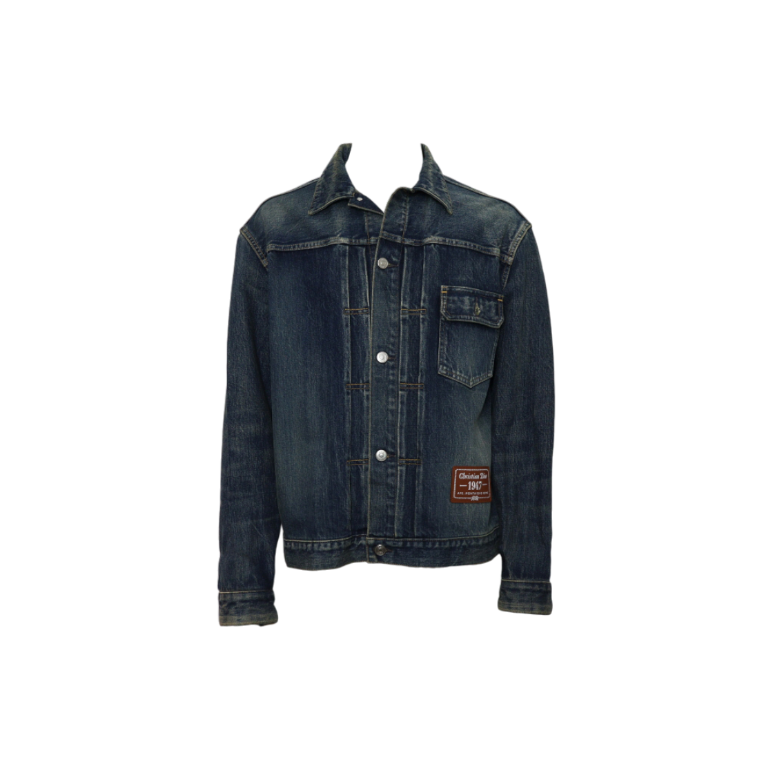 ITT4GUQJV82R Dior 1947 Leather Patch Trucker Denim Jacket