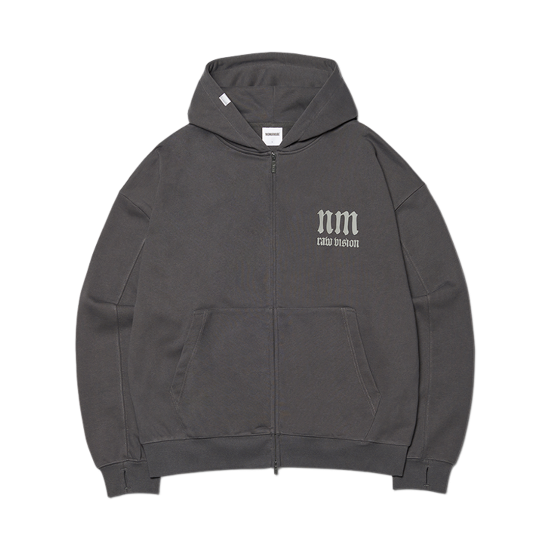 NMWF52HD20CHA NOMANUAL R.V Arch Logo Hooded Zip-Up Charcoal