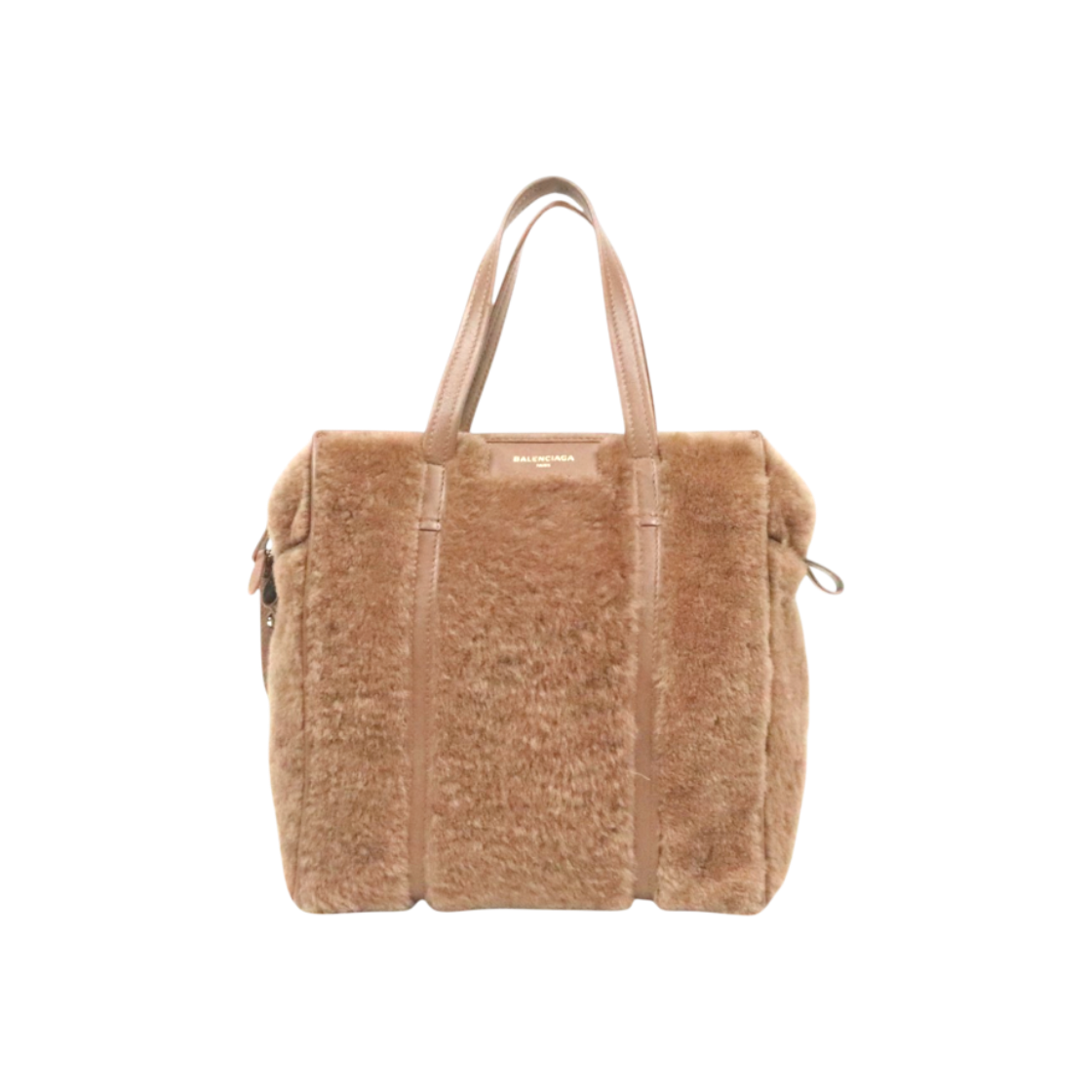 ITFW5AQT4GCB Balenciaga Brown Shearling Bazaar 2 Way Bag C-A61891