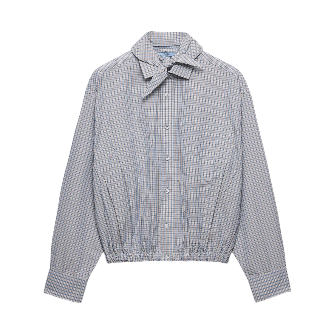 (W) 프라다 마드라스 패브릭 셔츠 샌드 라이트 블루((W) Prada Madras Fabric Shirt Sand Light Blue)