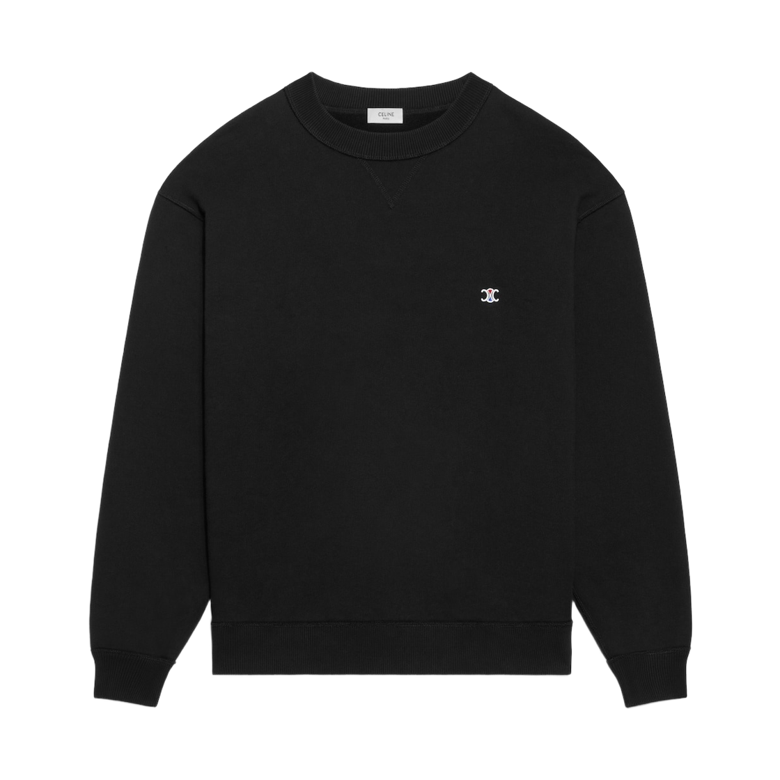 RY12I1233-GKE7 Celine Cotton Fleece Sweatshirt Black White