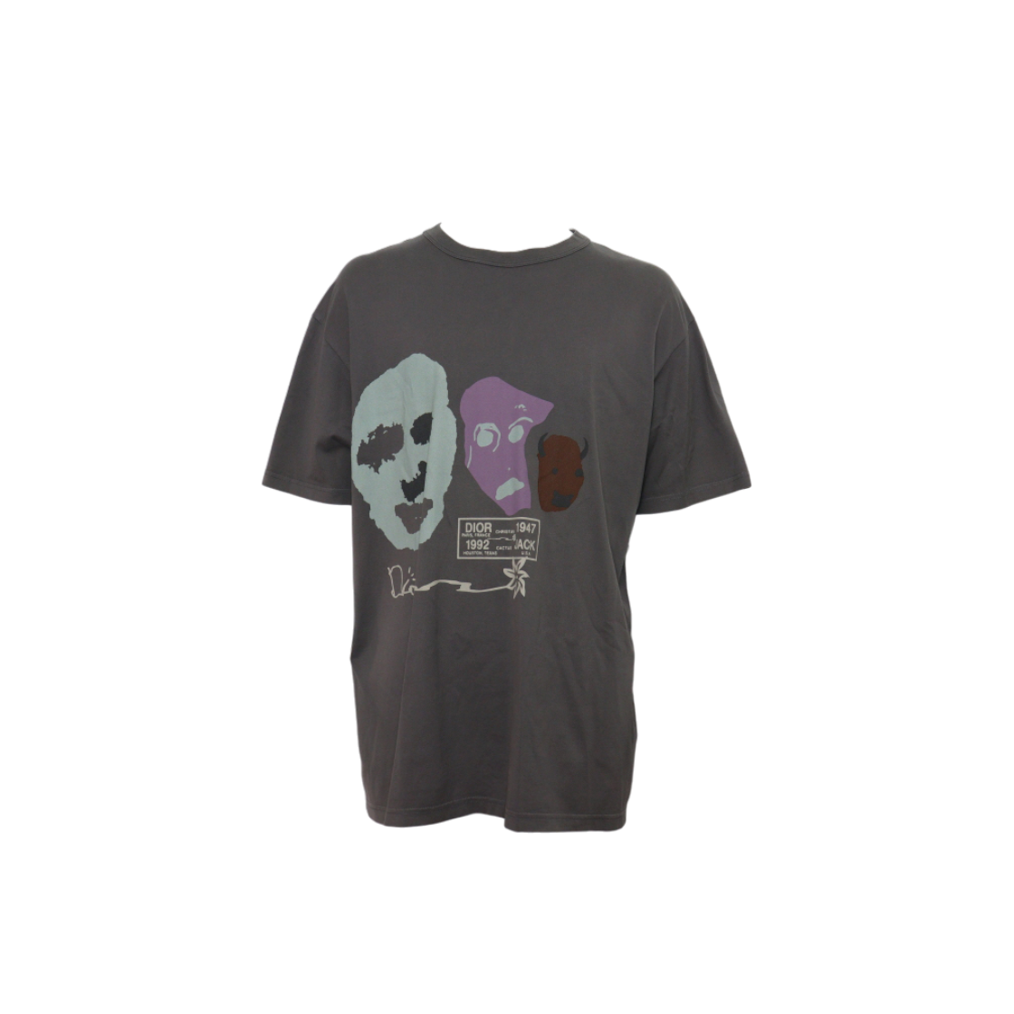 IT7KDKCBPU4P Dior x Travis Scott Cactus Jack Gray Cotton Men T-Shirt