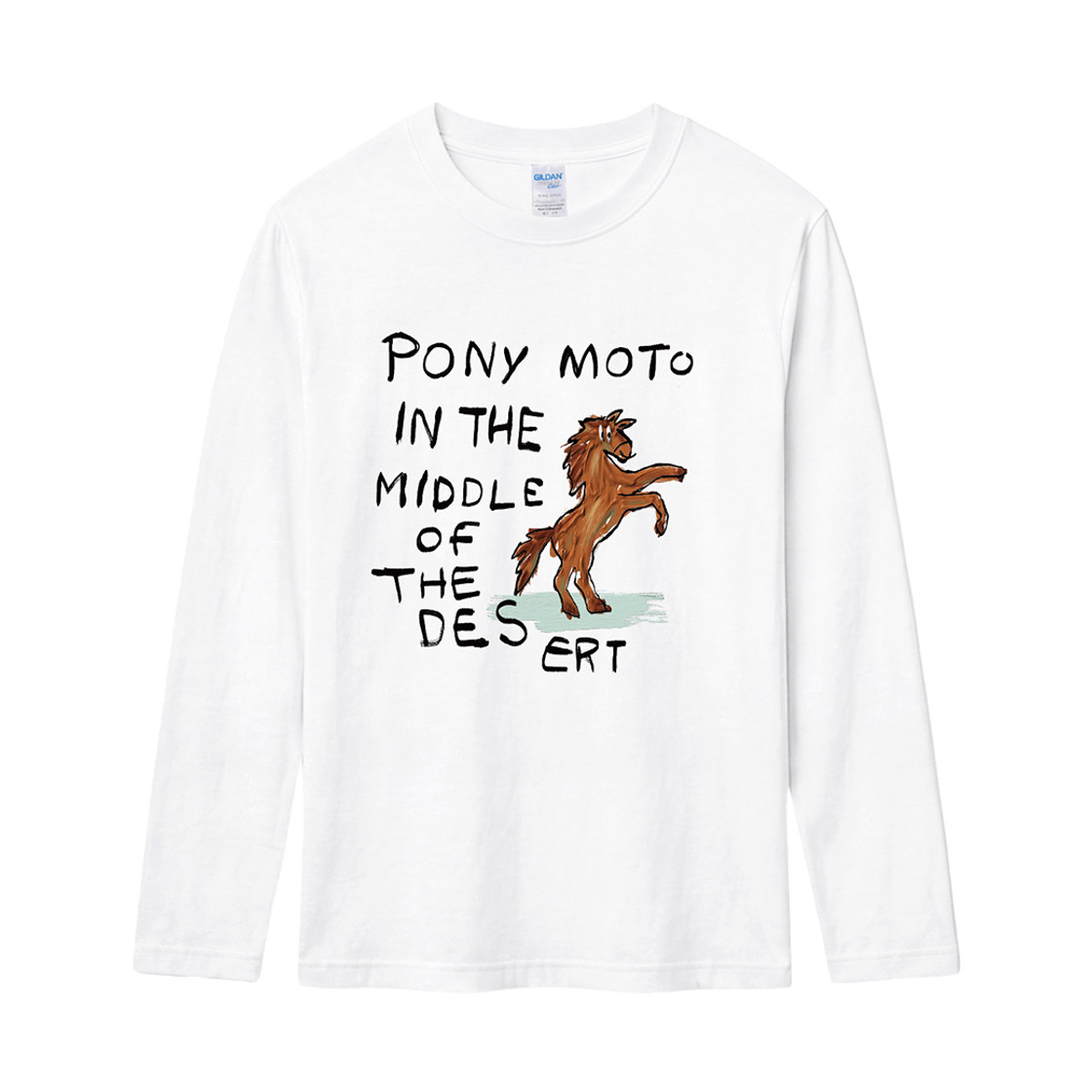 76400_White Gildan X Vintage Collection PONY MOTO Long Sleeve T-Shirt White