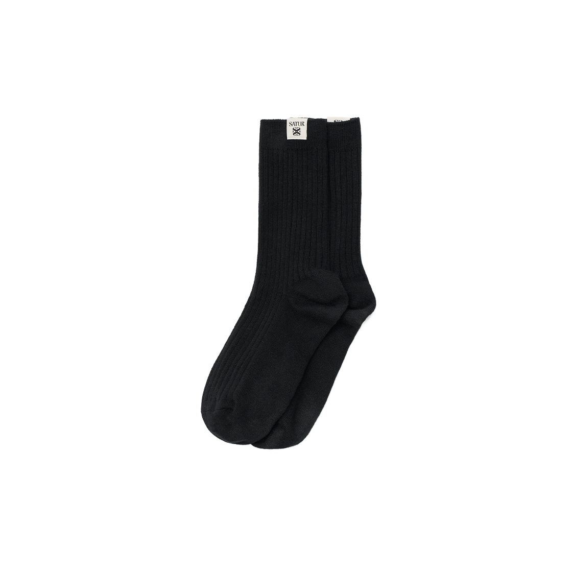 SA263UAO01BLK0 SATUR Basic Logo Label Socks Black