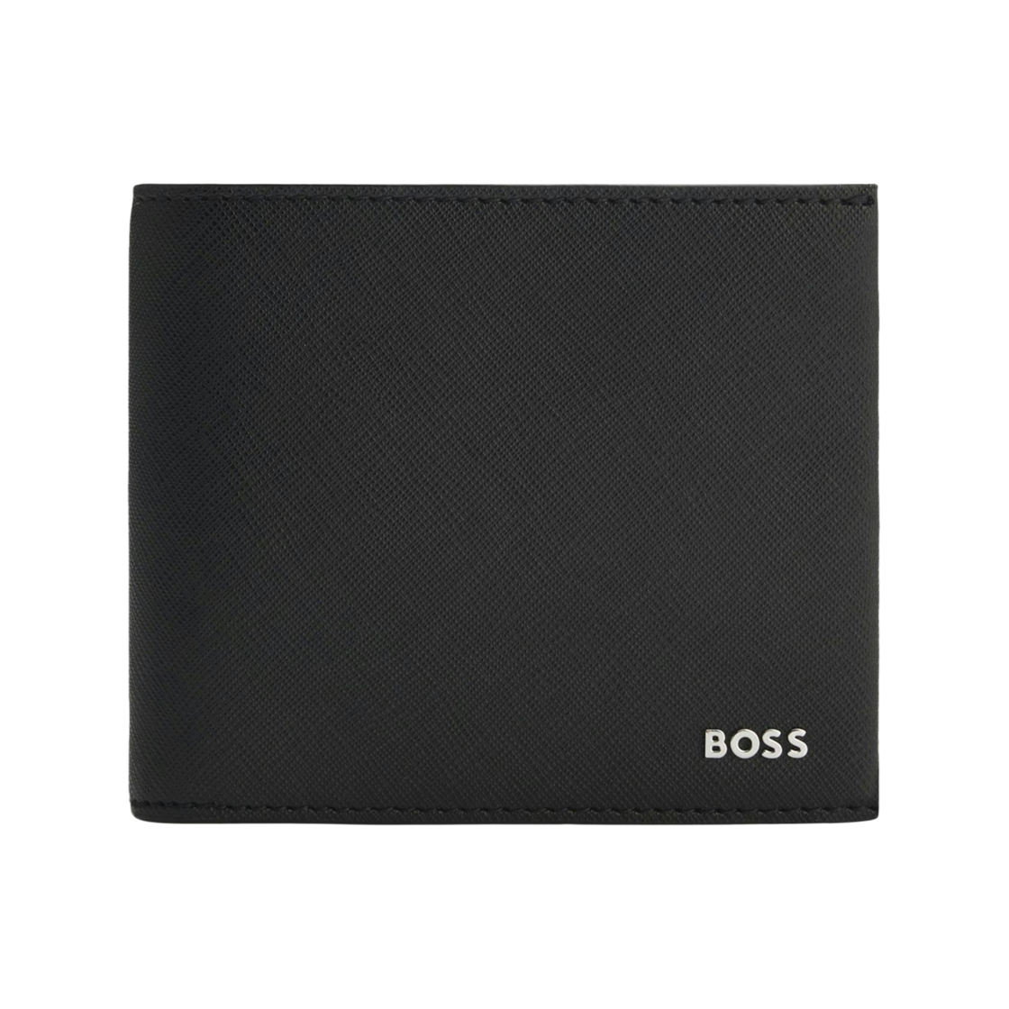 휴고 보스 실버 톤 로고 레터링 반지갑 블랙(Hugo Boss Billfold Wallet with Silver Tone Logo Lettering Black)