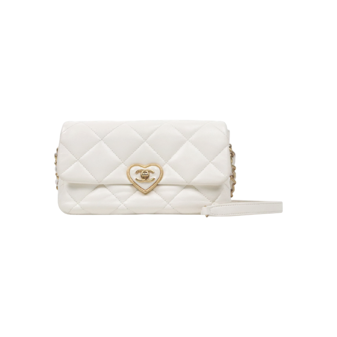 ITSMSGE26E9N Chanel White Heart Turnlock Shoulder Bag D-A63758