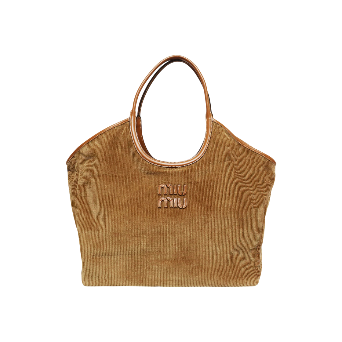 ITMKGAD9VG6C Miu Miu Lettering Cinnamon Ivy Corduroy Large Shoulder Bag 5BG276