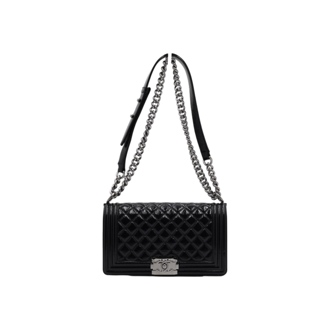 ITCAKTREAVKC Chanel Boy Chanel Medium Flap Bag in Black Glossy Calfskin