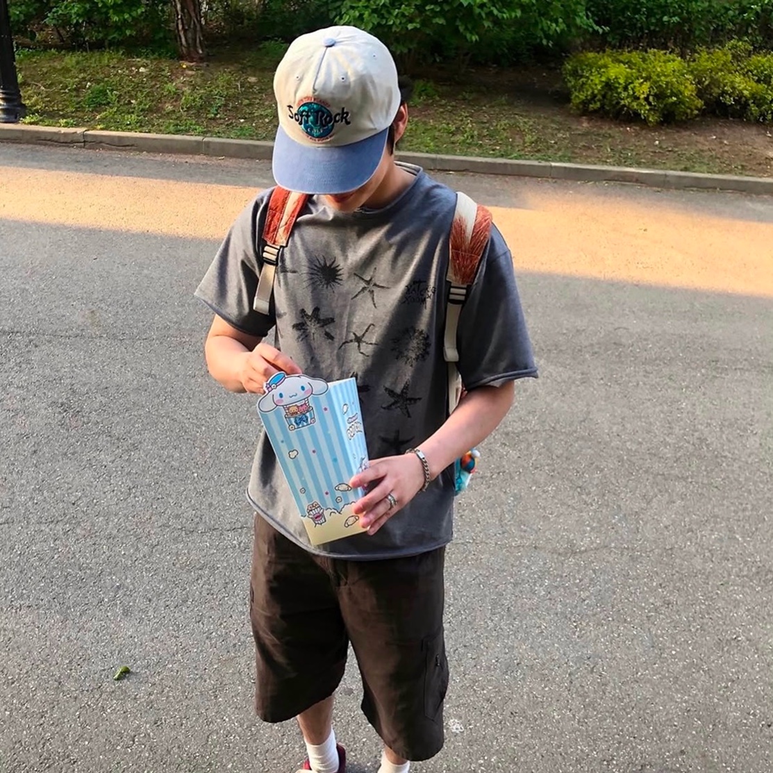 Mascompany Soft Rock Cap Washed Gray/Blue 착용 스타일