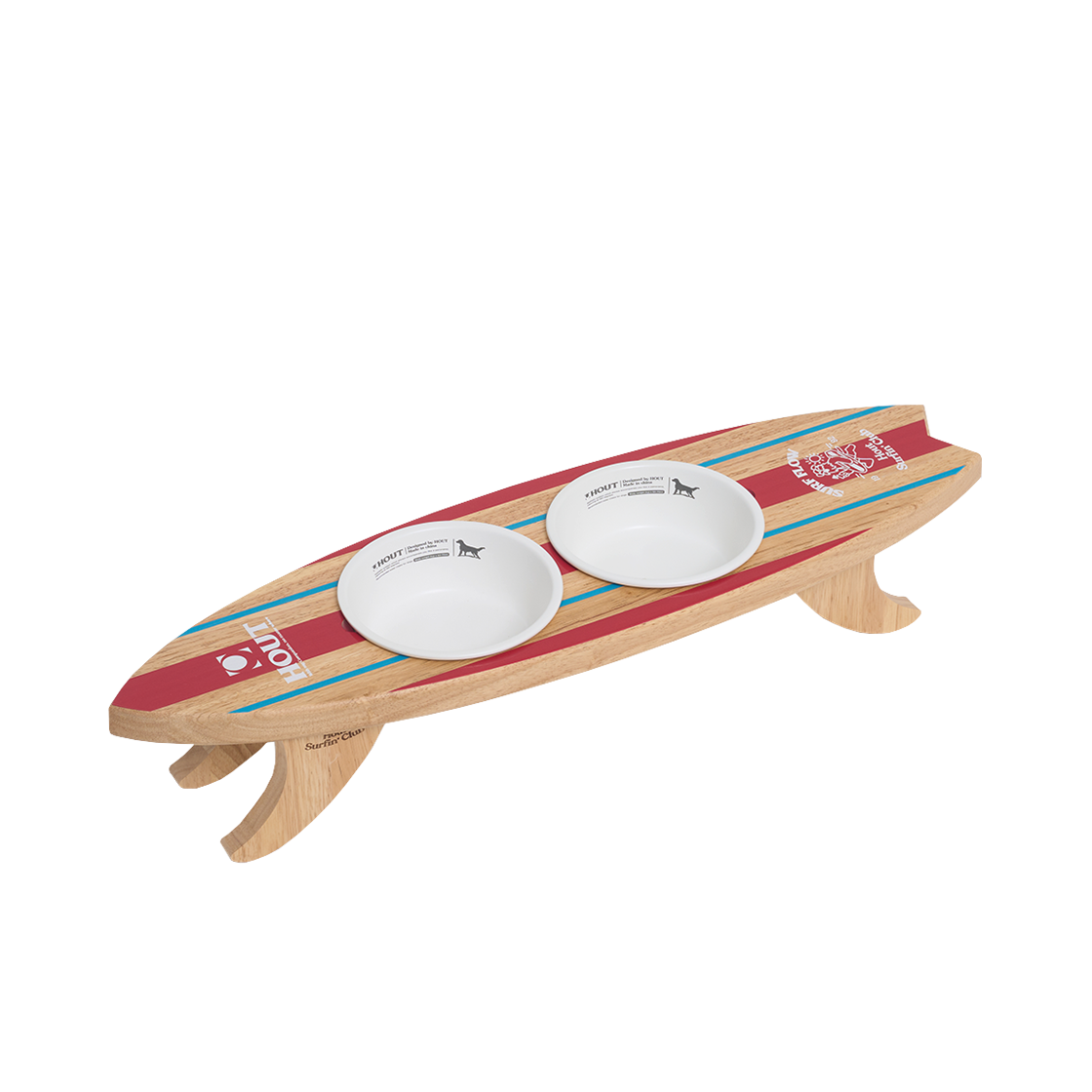 하웃 서핑보드 트윈 펫 밀 세트(HOUT Surfboard Twin Bowl Dog Feeder)