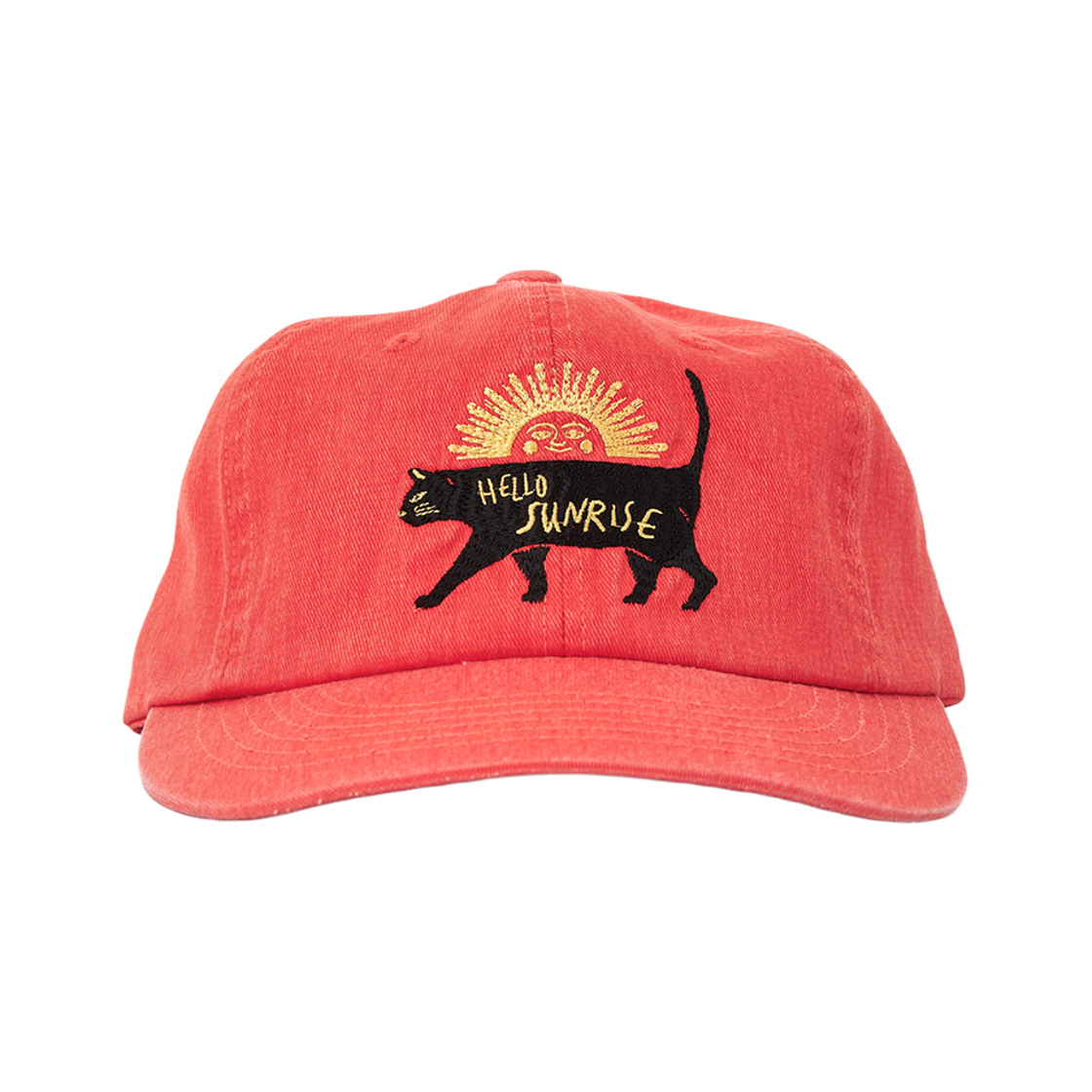 헬로선라이즈 워시드 빈티지 캣 로고 6패널 캡 스칼렛 오렌지(Hello Sunrise Washed VTG Cat Logo 6panel Cap Scarlet Orange) - 1