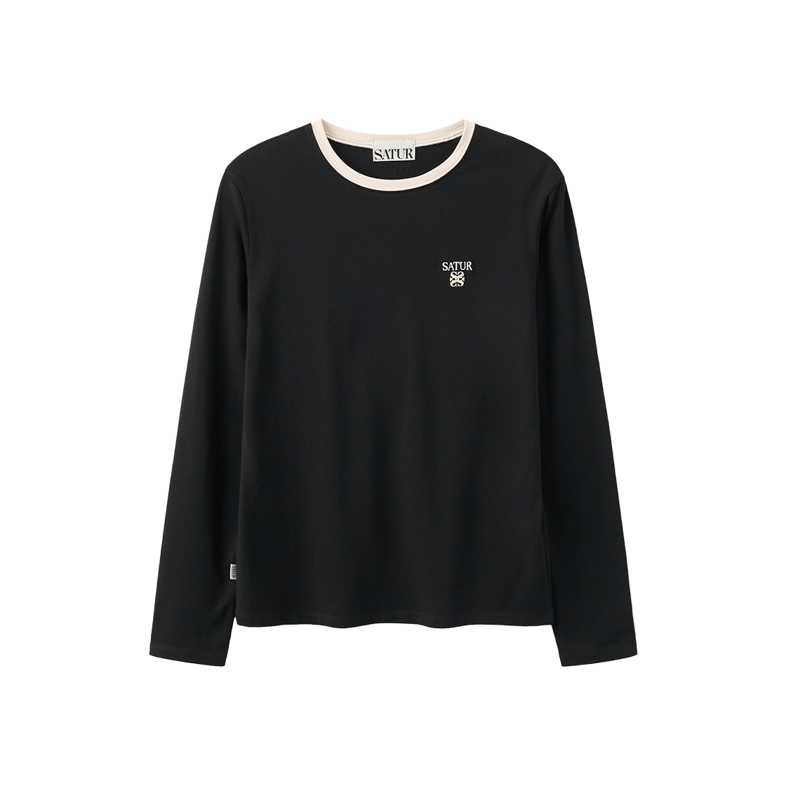 SA263WLS01BKCR SATUR W Basic Long Sleeve Black Cream
